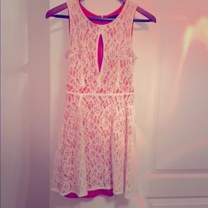 Cocktail Dress - Lace and Pink - with Cut Outs